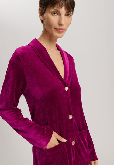 Favourites Shawl Collar Button Up Velvet Robe | Pink Tourmaline 78169-2473